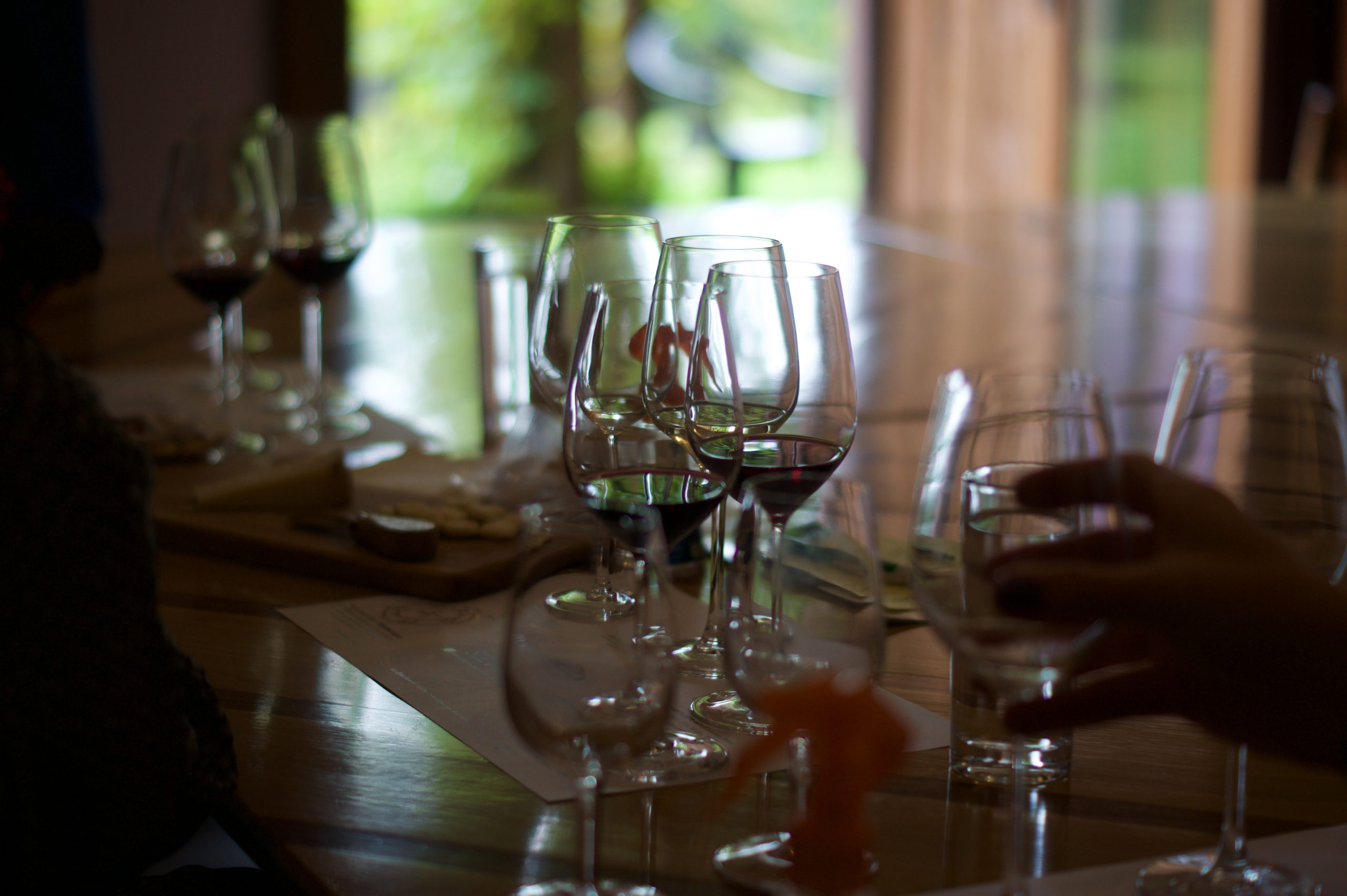 Red wines with light in the backgrouds