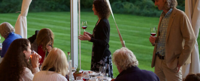 Shannon and Paul Brock speaking at the anniversary dinner.