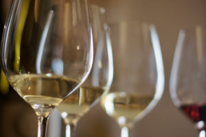 Close-up of wine glasses.