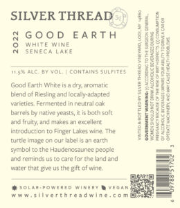 back label of Good Earth White 2022
