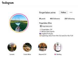 Screenshot from Instagram of fingerlakes.wine