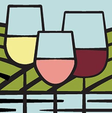 Graphic of wine glasses.