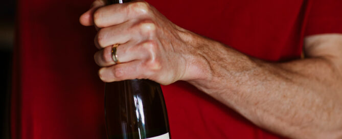 A bottle of Riesling being opened.