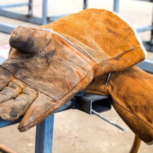 old leather work gloves