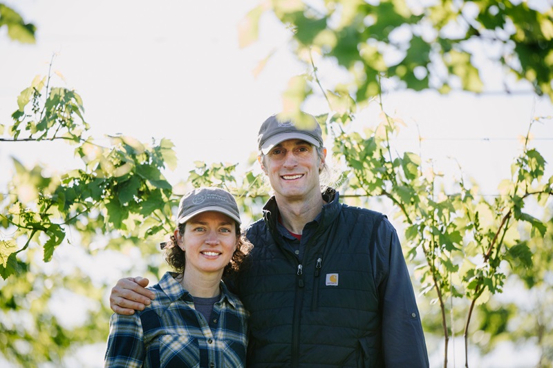 Shannon and Paul Brock in the vineyard.