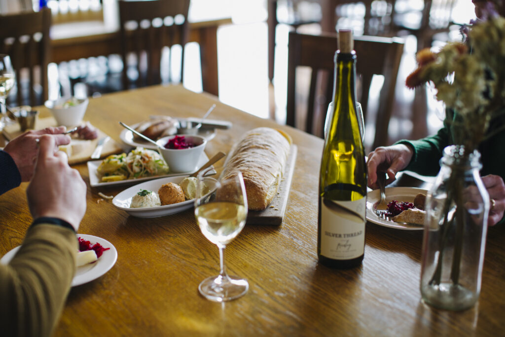 Couple enjoying wine tasting.