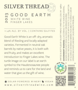 Good Earth White 2023 Back Label