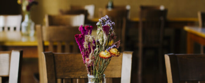 Vase of flowers on a table